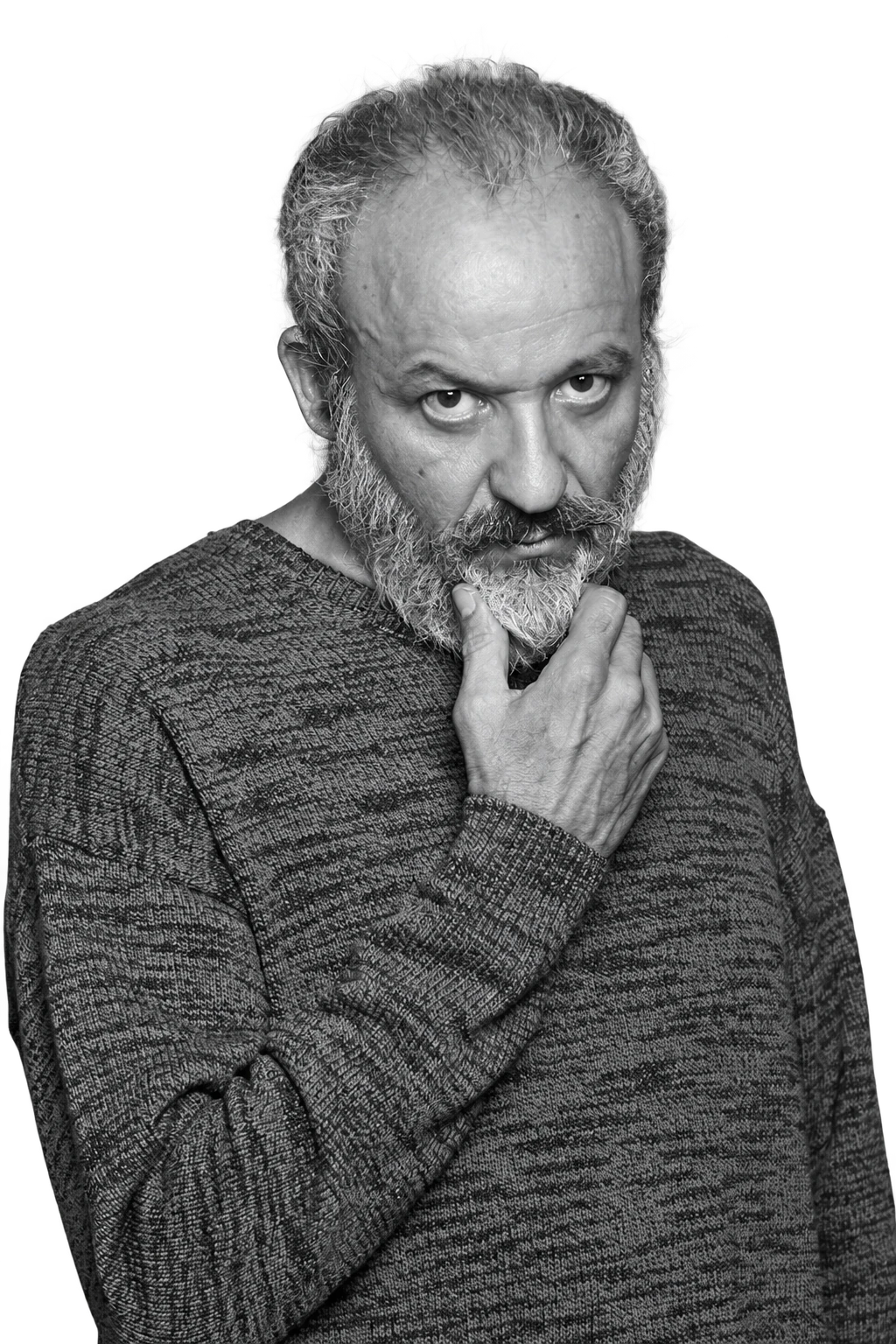 Enrique Victoria, retrato de interpretación en blanco y negro